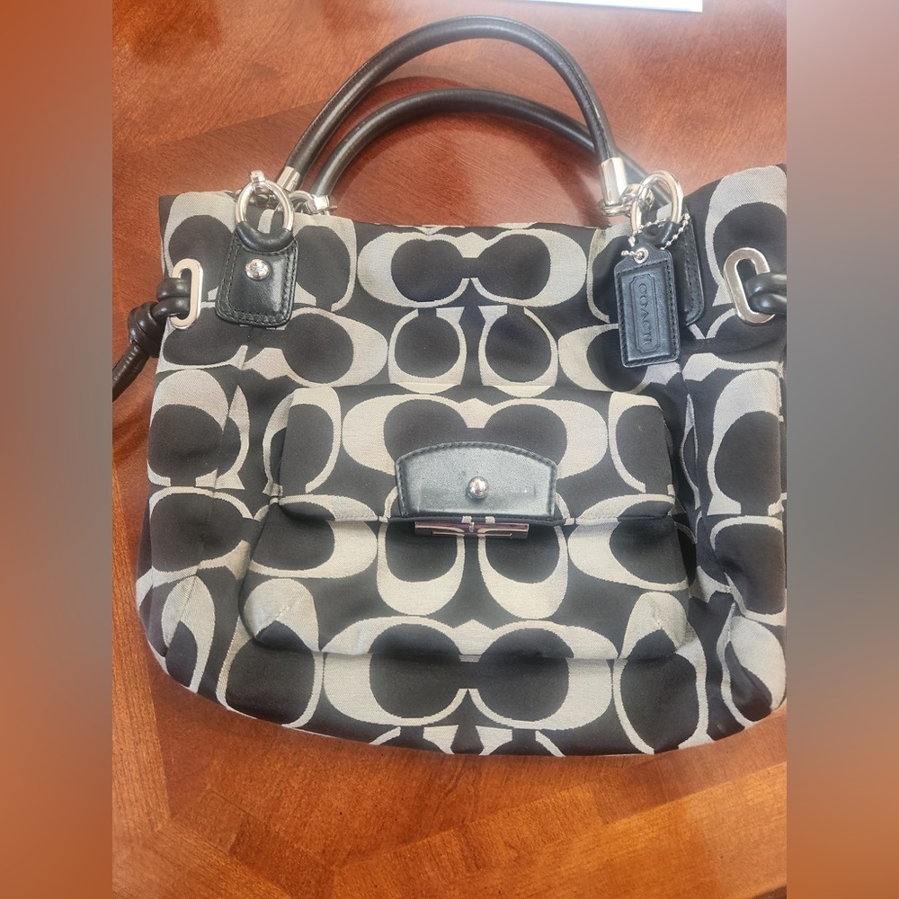 Coach black & white purse - barely used